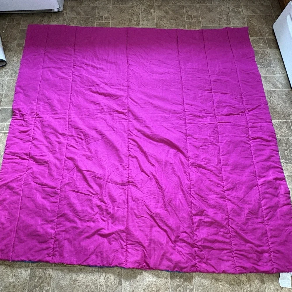 Y2K Millennial Seventeen Bed Comforter Pink Purple Blue Green Striped ~84x84 EUC